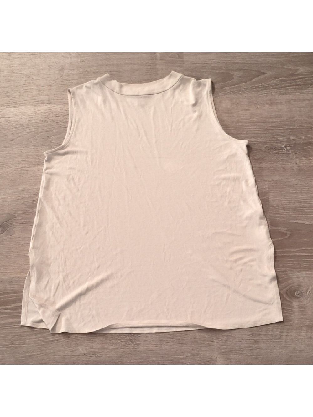 Eileen Fisher Oversized High Neck Cream Silk Tank Size Small